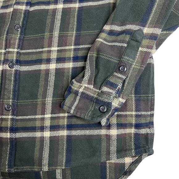 Orvis Men’s Green Plaid Flannel Shirt Jacket XL 100% Cotton - Side Pockets - Picture 3 of 9